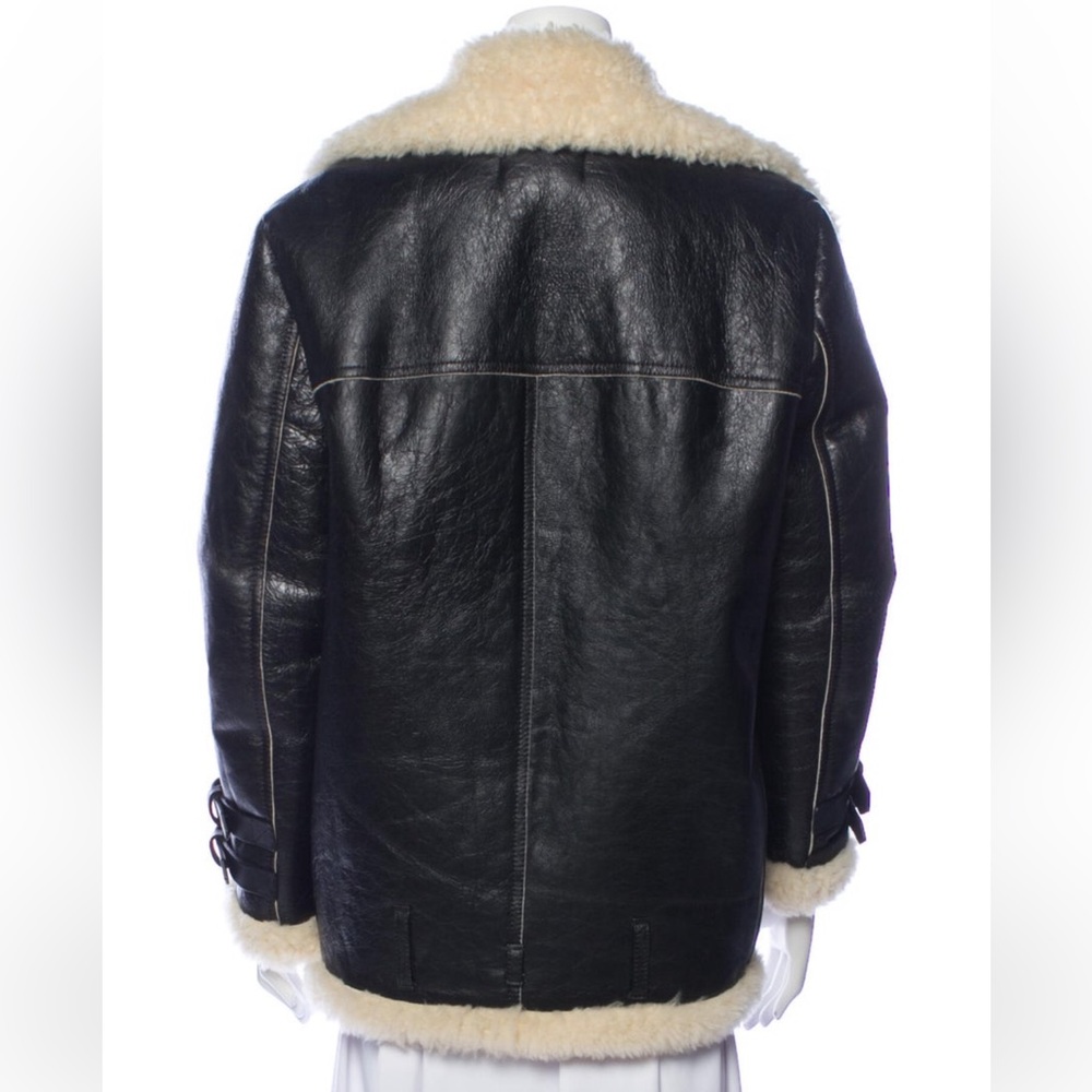 Acne Studios Velocite Leather-trimmed Shearling Jacket Women - Picture 3 of 4